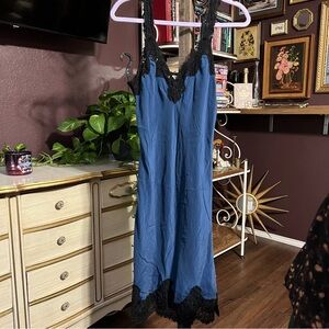 Gold Hawk Silk Megan Coco Lace Slip Dress Medium